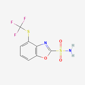 molecular formula C8H5F3N2O3S2 B12885634 4-((Trifluoromethyl)thio)benzo[d]oxazole-2-sulfonamide 