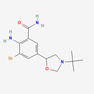 molecular formula C14H20BrN3O2 B12885701 2-Amino-3-bromo-5-(3-tert-butyl-1,3-oxazolidin-5-yl)benzamide CAS No. 88698-38-8