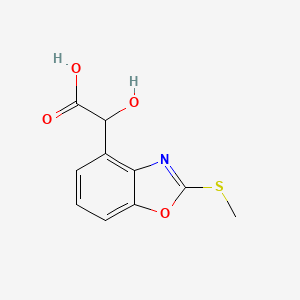 molecular formula C10H9NO4S B12885765 2-Hydroxy-2-(2-(methylthio)benzo[d]oxazol-4-yl)acetic acid 