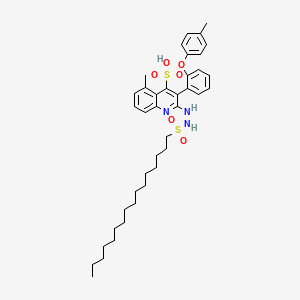 molecular formula C39H53N3O6S2 B12885779 2-(2-(Hexadecylsulfonyl)hydrazono)-5-methyl-3-(2-(p-tolyloxy)phenyl)-1,2-dihydroquinoline-4-sulfonic acid CAS No. 155637-00-6