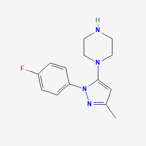 molecular formula C14H17FN4 B12885927 1-(1-(4-Fluorophenyl)-3-methyl-1H-pyrazol-5-yl)piperazine 