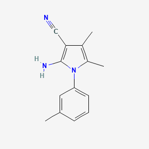 molecular formula C14H15N3 B12885980 2-Amino-4,5-dimethyl-1-(m-tolyl)-1H-pyrrole-3-carbonitrile 