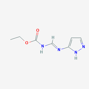 molecular formula C7H10N4O2 B12885981 ethyl N-[(E)-1H-pyrazol-5-yliminomethyl]carbamate 