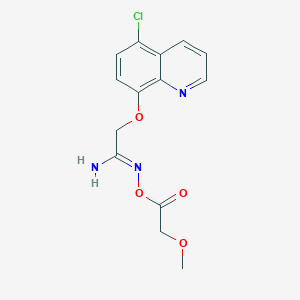 molecular formula C14H14ClN3O4 B12886095 2-((5-Chloroquinolin-8-yl)oxy)-N-(2-methoxyacetoxy)acetimidamide 