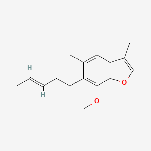 molecular formula C16H20O2 B12886135 7-Methoxy-3,5-dimethyl-6-(pent-3-en-1-yl)benzofuran 