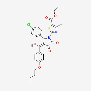 Ethyl 2-(3-(4-butoxybenzoyl)-2-(4-chlorophenyl)-4-hydroxy-5-oxo-2,5-dihydro-1H-pyrrol-1-yl)-4-methylthiazole-5-carboxylate