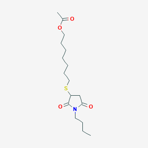 molecular formula C17H29NO4S B12886370 7-((1-Butyl-2,5-dioxopyrrolidin-3-yl)thio)heptyl acetate 