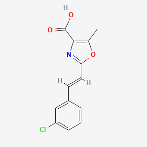 molecular formula C13H10ClNO3 B12886383 2-(3-Chlorostyryl)-5-methyloxazole-4-carboxylic acid 