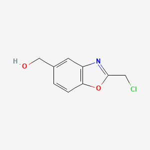 molecular formula C9H8ClNO2 B12886385 2-(Chloromethyl)benzo[d]oxazole-5-methanol 