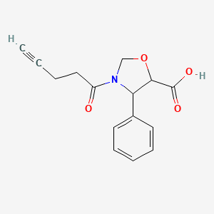 molecular formula C15H15NO4 B12886412 3-(Pent-4-ynoyl)-4-phenyl-1,3-oxazolidine-5-carboxylic acid CAS No. 500726-13-6