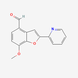 molecular formula C15H11NO3 B12886431 7-Methoxy-2-(pyridin-2-yl)-1-benzofuran-4-carbaldehyde CAS No. 185406-91-1