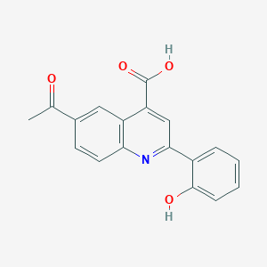 molecular formula C18H13NO4 B12886442 6-Acetyl-2-(6-oxocyclohexa-2,4-dien-1-ylidene)-1,2-dihydroquinoline-4-carboxylic acid CAS No. 89684-57-1