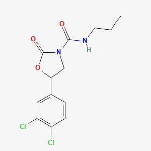 molecular formula C13H14Cl2N2O3 B12886444 5-(3,4-Dichlorophenyl)-2-oxo-N-propyl-3-oxazolidinecarboxamide CAS No. 34725-09-2