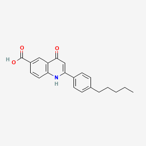 molecular formula C21H21NO3 B12886464 4-Oxo-2-(4-pentylphenyl)-1,4-dihydroquinoline-6-carboxylic acid CAS No. 90034-34-7