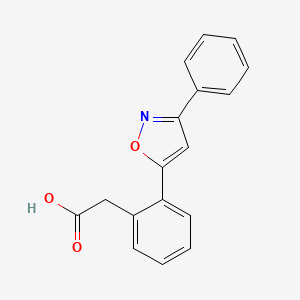 molecular formula C17H13NO3 B12886476 Benzeneacetic acid, 2-(3-phenyl-5-isoxazolyl)- CAS No. 104907-38-2