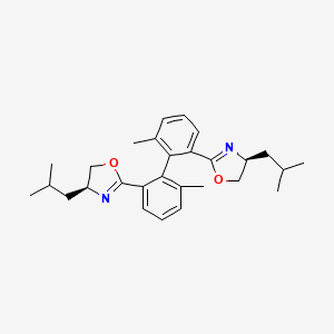 molecular formula C28H36N2O2 B12886613 (4S,4'S)-2,2'-((R)-6,6'-Dimethyl-[1,1'-biphenyl]-2,2'-diyl)bis(4-isobutyl-4,5-dihydrooxazole) 