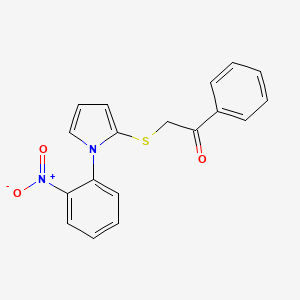 molecular formula C18H14N2O3S B12886709 2-{[1-(2-Nitrophenyl)-1H-pyrrol-2-yl]sulfanyl}-1-phenylethan-1-one CAS No. 112798-17-1