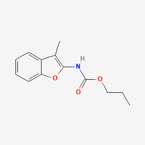 molecular formula C13H15NO3 B12886730 Carbamic acid, (3-methyl-2-benzofuranyl)-, propyl ester CAS No. 61307-28-6