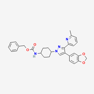 molecular formula C30H30N4O4 B12886748 Benzyl (4-(4-(benzo[d][1,3]dioxol-5-yl)-3-(6-methylpyridin-2-yl)-1H-pyrazol-1-yl)cyclohexyl)carbamate 