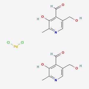 molecular formula C16H18Cl2N2O6Pd B12886764 Dichlorobis[3-hydroxy-5-(hydroxymethyl)-2-methyl-4-pyridinecarboxaldehyde]palladium 