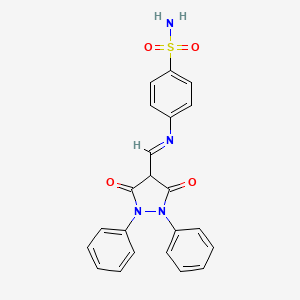 molecular formula C22H18N4O4S B12886856 4-((3,5-Dioxo-1,2-diphenyl-pyrazolidin-4-ylmethylene)amino)benzenesulfonamide CAS No. 59541-36-5