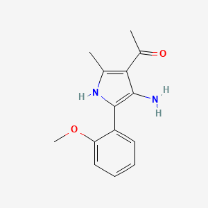 molecular formula C14H16N2O2 B12887034 Ethanone, 1-(4-amino-5-(2-methoxyphenyl)-2-methyl-1H-pyrrol-3-YL)- CAS No. 91481-03-7