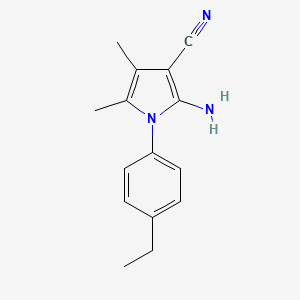 molecular formula C15H17N3 B12887077 2-Amino-1-(4-ethylphenyl)-4,5-dimethyl-1H-pyrrole-3-carbonitrile 