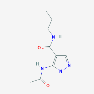 molecular formula C10H16N4O2 B12887103 5-Acetamido-1-methyl-N-propyl-1H-pyrazole-4-carboxamide CAS No. 88320-68-7