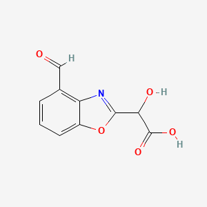 molecular formula C10H7NO5 B12887137 2-(Carboxy(hydroxy)methyl)benzo[d]oxazole-4-carboxaldehyde 