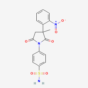 molecular formula C17H15N3O6S B12887166 4-(2,5-Dioxo-3-methyl-3-(2-nitrophenyl)-1-pyrrolidinyl)benzenesulfonamide CAS No. 65116-67-8