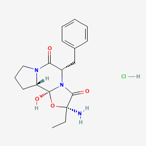 molecular formula C18H24ClN3O4 B12887230 (2R,5S,10aS,10bS)-2-Amino-5-benzyl-2-ethyl-10b-hydroxytetrahydro-2H-oxazolo[3,2-a]pyrrolo[2,1-c]pyrazine-3,6(5H,10bH)-dione hydrochloride 