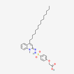 molecular formula C33H47N3O5S B12887246 2-(4-((2-(1-Methyl-4-pentadecylquinolin-2(1H)-ylidene)hydrazinyl)sulfonyl)phenoxy)acetic acid CAS No. 58162-61-1