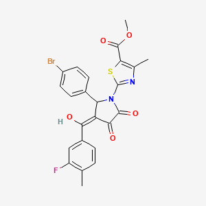 molecular formula C24H18BrFN2O5S B12887274 Methyl 2-(2-(4-bromophenyl)-3-(3-fluoro-4-methylbenzoyl)-4-hydroxy-5-oxo-2,5-dihydro-1H-pyrrol-1-yl)-4-methylthiazole-5-carboxylate CAS No. 617698-03-0