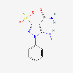 molecular formula C11H12N4O3S B12887294 5-Amino-3-(methanesulfonyl)-1-phenyl-1H-pyrazole-4-carboxamide CAS No. 918662-88-1