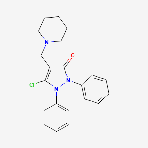 molecular formula C21H22ClN3O B12887370 3-Pyrazolin-5-one, 3-chloro-1,2-diphenyl-4-(piperidinomethyl)- CAS No. 37585-42-5