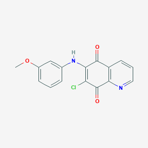 molecular formula C16H11ClN2O3 B12887500 7-Chloro-6-(3-methoxyanilino)quinoline-5,8-dione CAS No. 147116-42-5