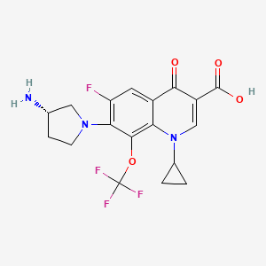 molecular formula C18H17F4N3O4 B12887550 7-((S)-3-Amino-1-pyrrolidinyl)-1-cyclopropyl-6-fluoro-8-trifluoromethoxy-1,4-dihydro-4-oxoquinoline-3-carboxylic acid CAS No. 178174-20-4