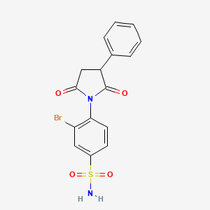 molecular formula C16H13BrN2O4S B12887627 3-Bromo-4-(2,5-dioxo-3-phenylpyrrolidin-1-yl)benzenesulfonamide CAS No. 30279-46-0