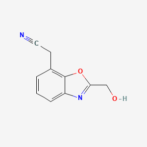 molecular formula C10H8N2O2 B12887633 2-(Hydroxymethyl)benzo[d]oxazole-7-acetonitrile 