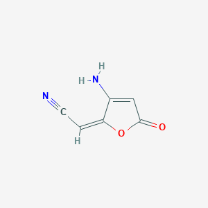 molecular formula C6H4N2O2 B12887659 (E)-2-(3-Amino-5-oxofuran-2(5H)-ylidene)acetonitrile 