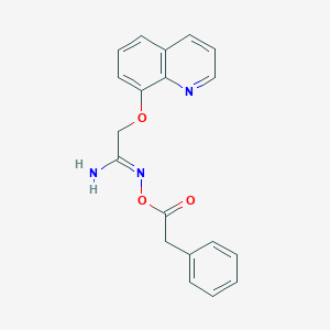 molecular formula C19H17N3O3 B12887673 N-(2-Phenylacetoxy)-2-(quinolin-8-yloxy)acetimidamide 