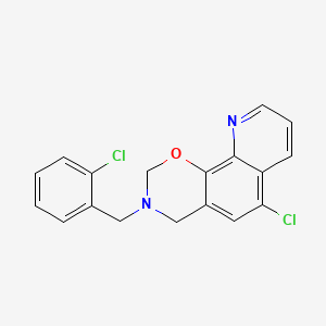 molecular formula C18H14Cl2N2O B12887736 6-Chloro-3-(2-chlorobenzyl)-3,4-dihydro-2H-(1,3)oxazino(5,6-h)quinoline CAS No. 50595-07-8