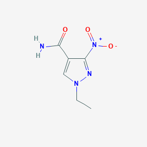 molecular formula C6H8N4O3 B12887749 1-Ethyl-3-nitro-1H-pyrazole-4-carboxamide CAS No. 61716-99-2