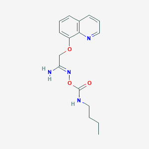 molecular formula C16H20N4O3 B12887858 N-((Butylcarbamoyl)oxy)-2-(quinolin-8-yloxy)acetimidamide 