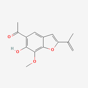 molecular formula C14H14O4 B12887863 1-[6-Hydroxy-7-methoxy-2-(prop-1-en-2-yl)-1-benzofuran-5-yl]ethan-1-one CAS No. 26932-03-6