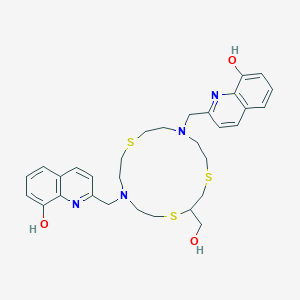 molecular formula C31H38N4O3S3 B12887869 2,2'-[[2-(Hydroxymethyl)-1,4,10-trithia-7,13-diazacyclopentadecane-7,13-diyl]bis(methylene)]bis-8-quinolinol CAS No. 343372-34-9