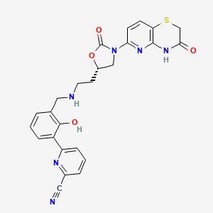 (S)-6-(2-Hydroxy-3-(((2-(2-oxo-3-(3-oxo-3,4-dihydro-2H-pyrido[3,2-b][1,4]thiazin-6-yl)oxazolidin-5-yl)ethyl)amino)methyl)phenyl)picolinonitrile