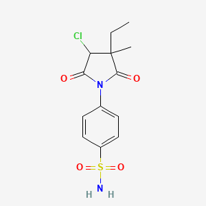 molecular formula C13H15ClN2O4S B12887893 4-(4-Chloro-2,5-dioxo-3-ethyl-3-methyl-1-pyrrolidinyl)benzenesulfonamide CAS No. 65116-25-8