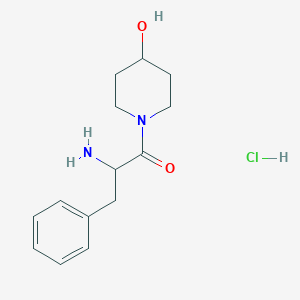 molecular formula C14H21ClN2O2 B1288792 2-Amino-1-(4-hydroxy-1-piperidinyl)-3-phenyl-1-propanone hydrochloride CAS No. 1236254-62-8
