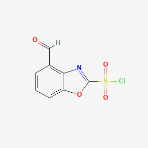 molecular formula C8H4ClNO4S B12888123 4-Formylbenzo[d]oxazole-2-sulfonyl chloride 